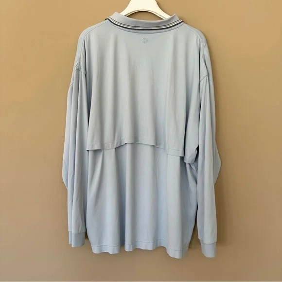 Coolibar Men XL Long Sleeve Vented Back Polo Shirt UPF 50 Sun Protection Blue - Picture 4 of 12